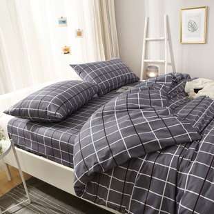 100纯棉被套单件经典格子学生被罩180x200x230全棉床单床笠四件套
