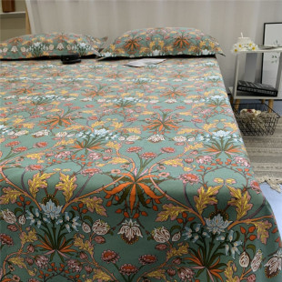 纯棉印花床单老粗布三件套家纺四季 特大加厚不易皱不起球炕单单件