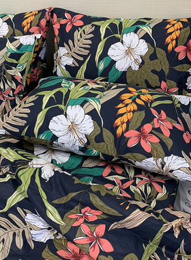 全棉加密斜纹棉布 /同款老粗布田园大花纯棉床单单件被套枕套