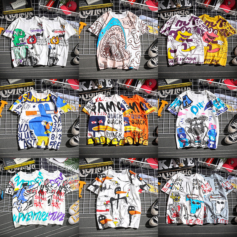 涂鸦超人卡通印花运动t恤短袖衫男夏装 修身t恤ins男衣服青少年潮|ruв категории Мужская одежда, футболка - от Buy2taobao.com для оказания профессиональной услуги покупки агента Taobao