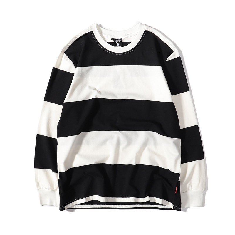 19秋装新款粗条纹圆领长袖t恤男 女情侣休闲百搭帅气男小卫衣韩版在类目 男装, T恤中 - 来自Buy2taobao.com提供专业的淘宝代购服务