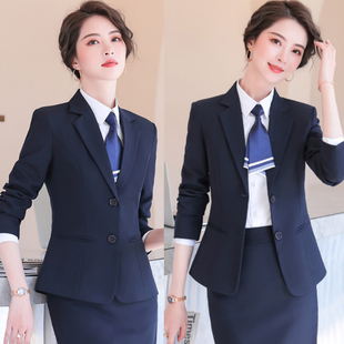 官网品牌红豆职业套装您藏蓝色商务西装气质正装小西服女生工作服