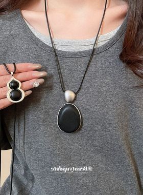 木头葫芦椭圆形吊坠项链极简风