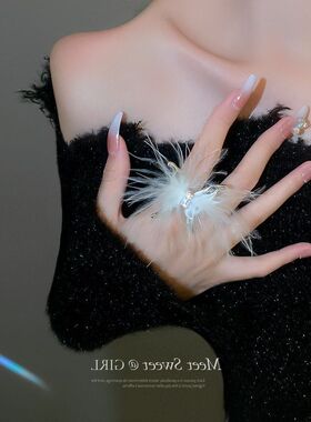 戒时尚开口蝴蝶指环ins羽毛戒指食指百搭简约气质个性小众设计感