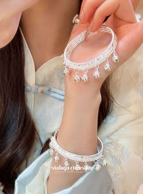 新中式铃铛流苏开口手镯国风气质