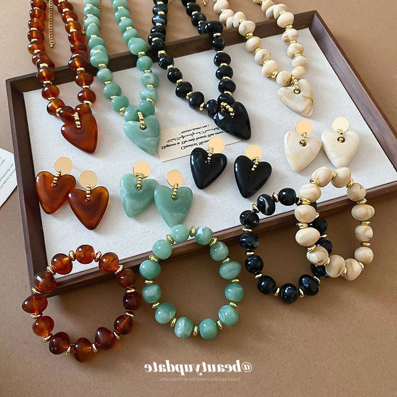 亚克力爱心项链手链耳钉休闲时尚