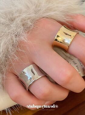 欧美跨境金属光面戒指小众高级