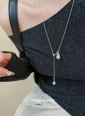 韩系ins豌豆吊坠珍珠项链冷淡风