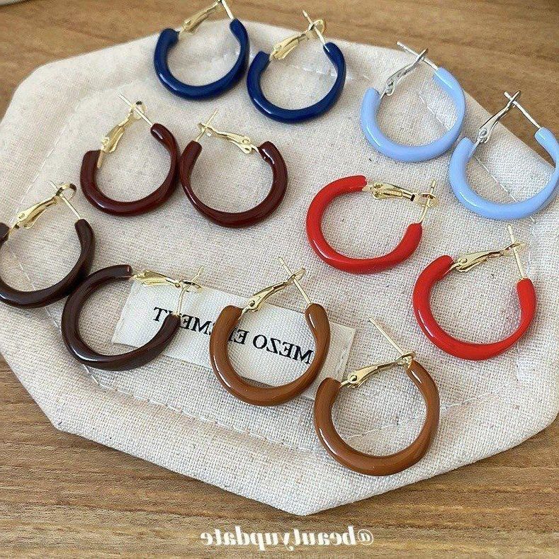 银针秋冬新款滴油圆形耳圈复古