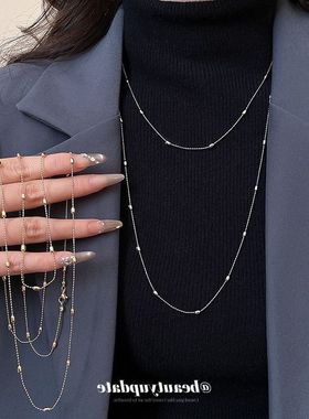 金属米粒串珠叠带项链韩系ins感