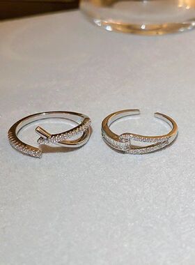 戒冷淡轻奢新款韩国ins锆石食指交叉批发风时尚气质开口手饰戒指