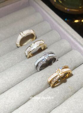 交叉电镀食指真金简约18k锆石戒指高级感指环时尚戒轻奢双层开口