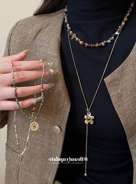 不锈钢天然石虎眼石项链复古民族