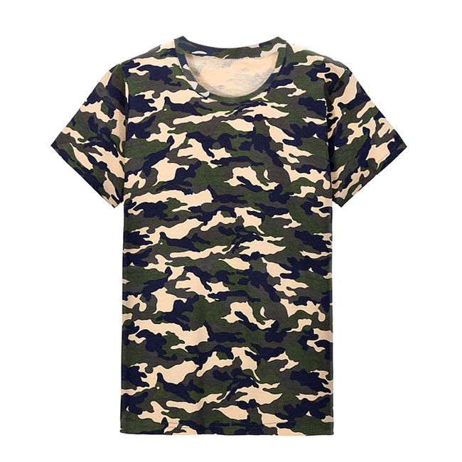 v领刺绣中国旗狼头特种兵男士短袖t恤纯棉青年修身迷彩上衣服半袖