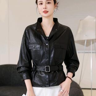 今年流行2026春季新款海宁真皮皮衣女短款收腰修身头层油蜡