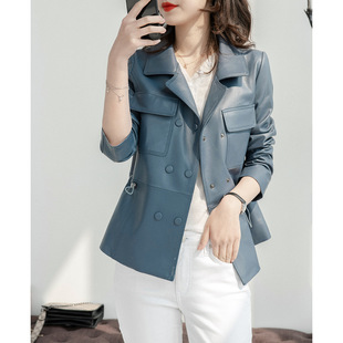 收腰抽绳真皮绵羊皮 2025海宁真皮皮衣女短款 今年流行特惠新款 秋季