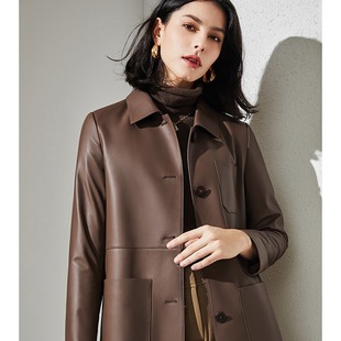 韩版 今年流行特惠2025海宁新款 真皮绵羊皮皮衣宽松时尚 秋季 中长款