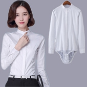 短袖 连裤 立领连体衬衫 新款 女职业工作装 面试长袖 衬衣弹力修身 南航