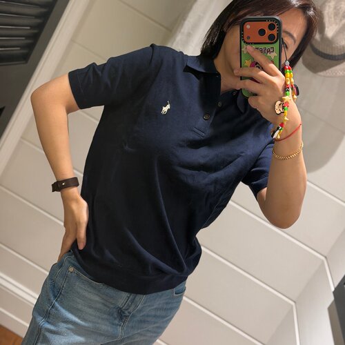 小马标针织翻领短袖polo衫上衣