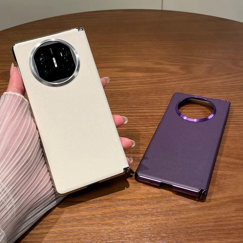 适用华为Matex5折叠屏手机壳x3新款纯色高档电镀单后壳皮质华为mateX5典藏版铰链全包磁吸充电超薄防摔保护套