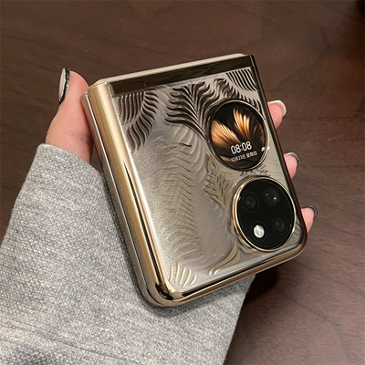 适用华为pocket2手机壳新款p50pocketS宝盒折叠屏防摔保护套超薄透明高档花纹轻奢网红情侣简约硬壳高级感