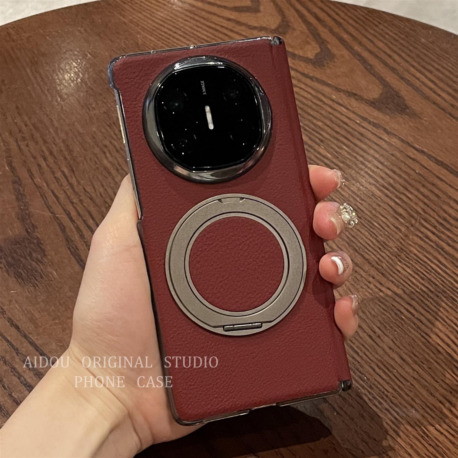 适用于华为x6手机壳新款折叠屏matex5高端商务中轴360度旋转支架matex6 典藏版简约牛皮全包防摔x3保护套男女