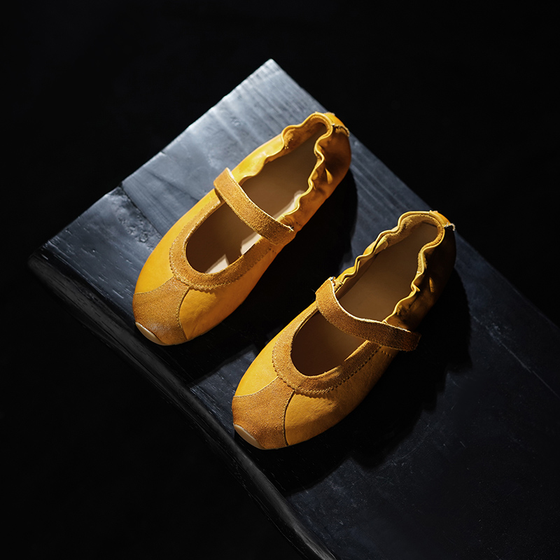 真皮手工一字带玛丽珍德训鞋女