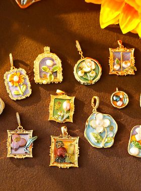 XKDDCT中古vintage油画风吊坠手