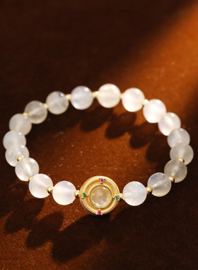 XKDDCT原创设计天然白水晶手串女款海蓝宝手链直播爆款汉服配饰y