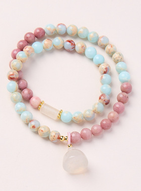 XKDDCT新中式寿山石双圈手链女红