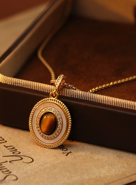 XKDDCT复古天然白贝母项链女镀金