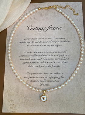 XKDDCT高档爱心方牌吊坠珍珠项链