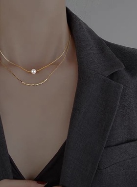 XKDDCT双层叠搭轻奢天然淡水珍珠