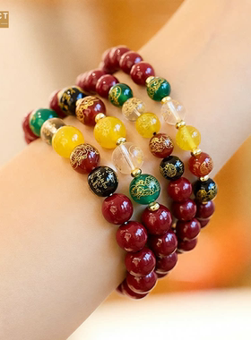 XKDDCT新款寺庙原矿朱砂手串五