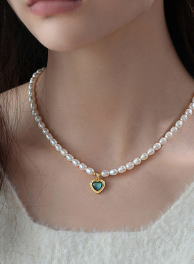 XKDDCT石爱心吊坠天然淡水珍珠项