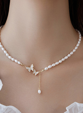 XKDDCT新款天然珍珠蝴蝶项链女2