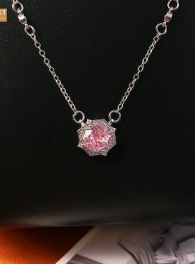 XKDDCT浪漫玫瑰切锆石项链甜美高