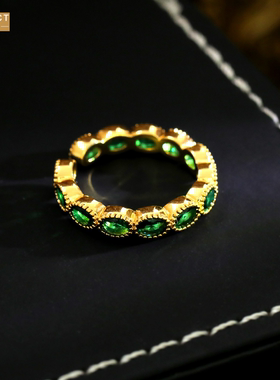 XKDDCT爆款祖母绿超仙复古马眼戒