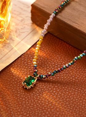 XKDDCT简约彩色锆石手工串珠项链