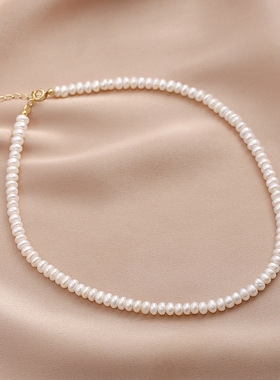 XKDDCT天然淡水项链个性扁珠45m