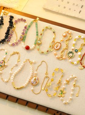 XKDDCT国潮新中式玛瑙绿松手链中