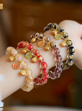 XKDDCT寺庙琉璃手串七彩琉璃兽上