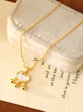 XKDDCT镶嵌贝母平安锁项链女轻奢