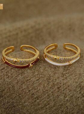 XKDDCT双层开口细圈珐琅滴油戒指