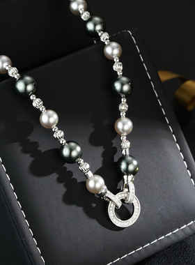 XKDDCT高级感大溪地麻灰珠珠项链