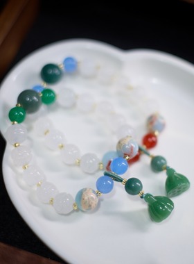 XKDDCT法喜天然金丝玉手链女多宝