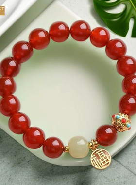 XKDDCT新款红手链黑玉手串小众