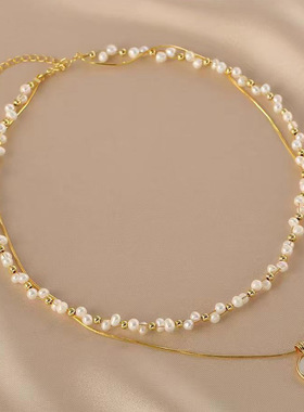 XKDDCT新款巴洛克珍珠叠链双层编