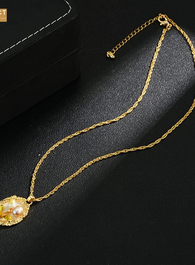 XKDDCT新中式珍珠项链花朵油画系