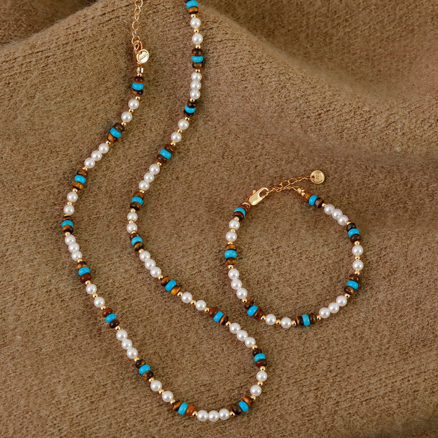 XKDDCT新中式蓝色仿松石多巴胺项